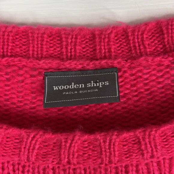 Wooden Ships Cameron Over Sized Pink Striped Knit Sweater Size Small/Medium - Picture 8 of 10